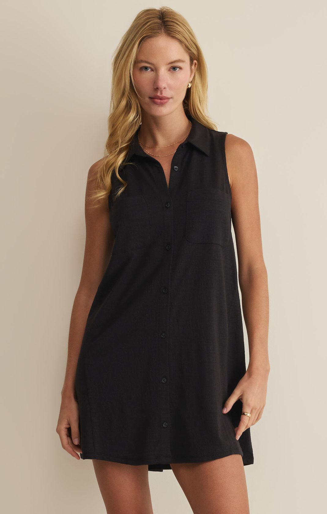 mini dress for womenlifestyle Z Supply New Light Textured Mini Dress Black / Small