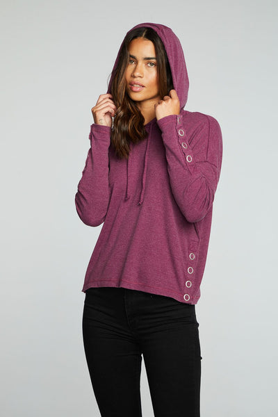 RPET VINTAGE RIB DROP SHOULDER SNAP DETAIL PULLOVER HOODIE Eden