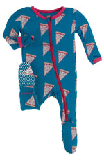 Kickee Pants - Print Footie with Zipper in Seaport Pizza Slices - Eden Lifestyle