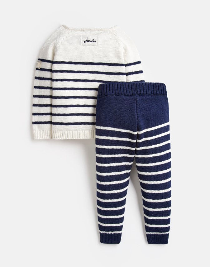 Joules, Baby Girl Apparel - Outfit Sets,  Joules George Navy Cream Stripe Knitted Top and Pants Set