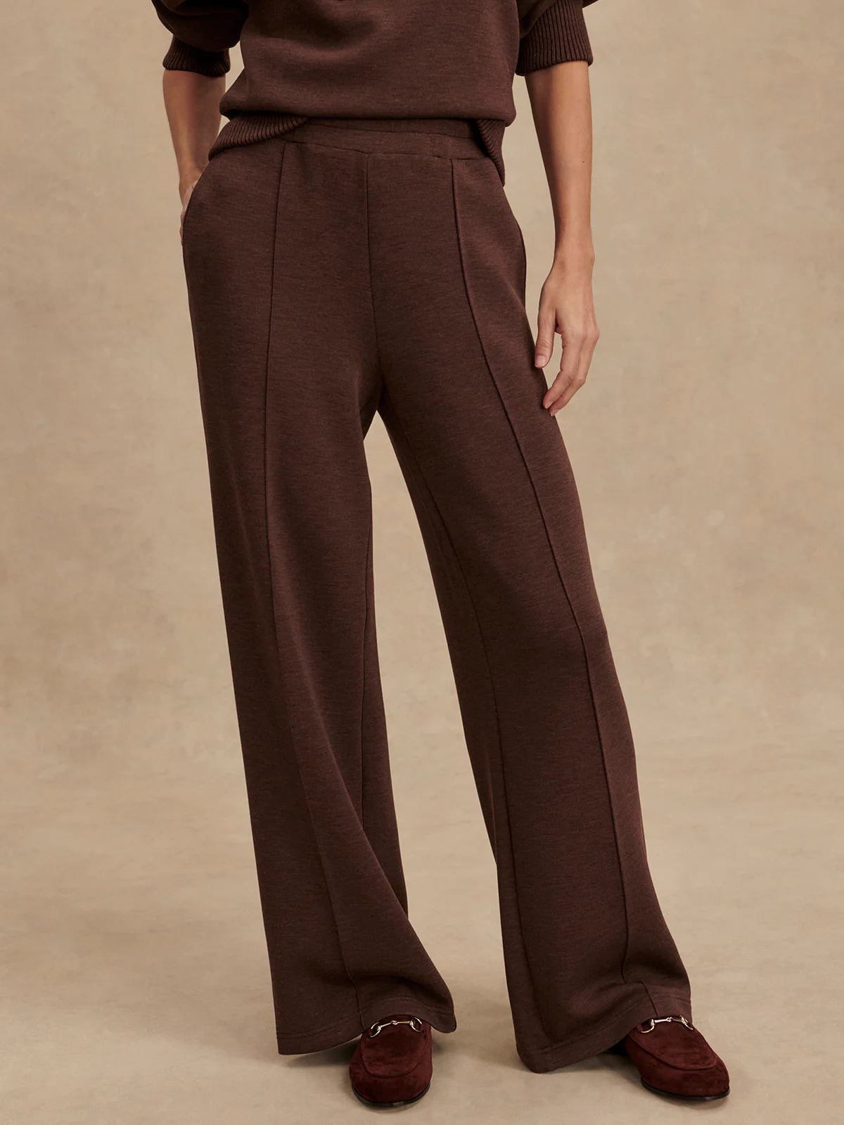 The Wide Leg Pant 28" Coffee Bean Marl - Eden Lifestyle