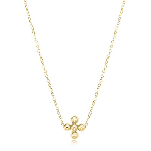 Enweton 16" Gold - Classic Beaded Signature Cross Gold - 3mm Gold - Eden Lifestyle