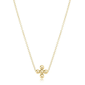 Enweton 16" Gold - Classic Beaded Signature Cross Gold - 3mm Gold - Eden Lifestyle