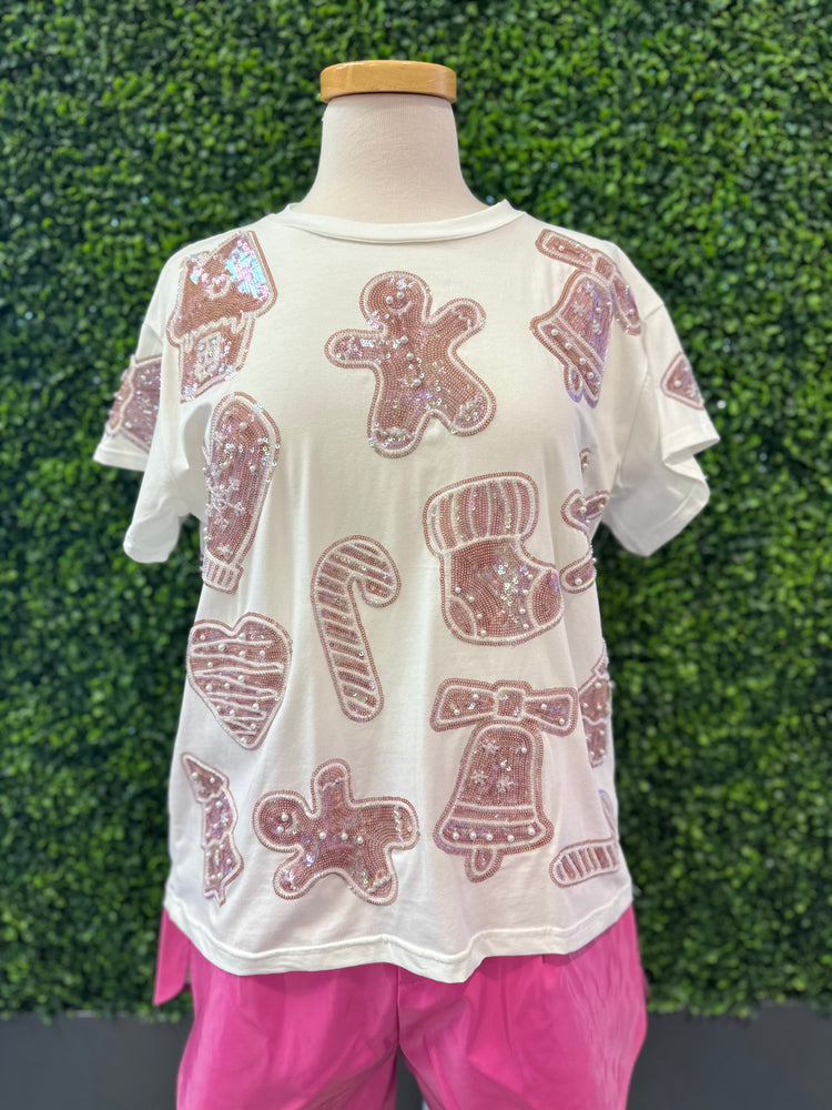 White Frosted Christmas Cookie Oversized Tee - Eden Lifestyle