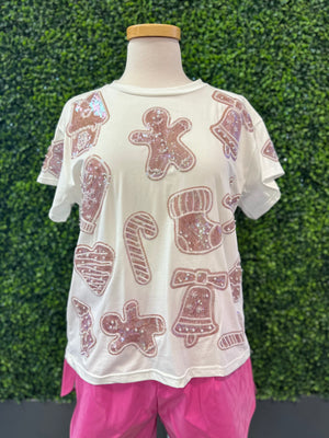 White Frosted Christmas Cookie Oversized Tee - Eden Lifestyle