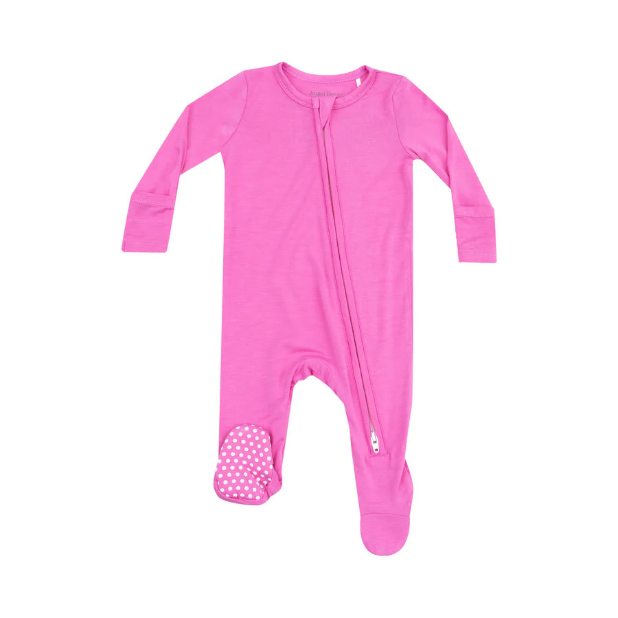 2 Way Zipper Footie - Solid Strawberry Moon