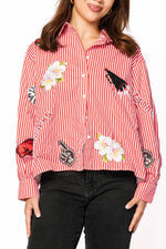 Licensed Arkansas Mini Icon Striped Button Down - Eden Lifestyle