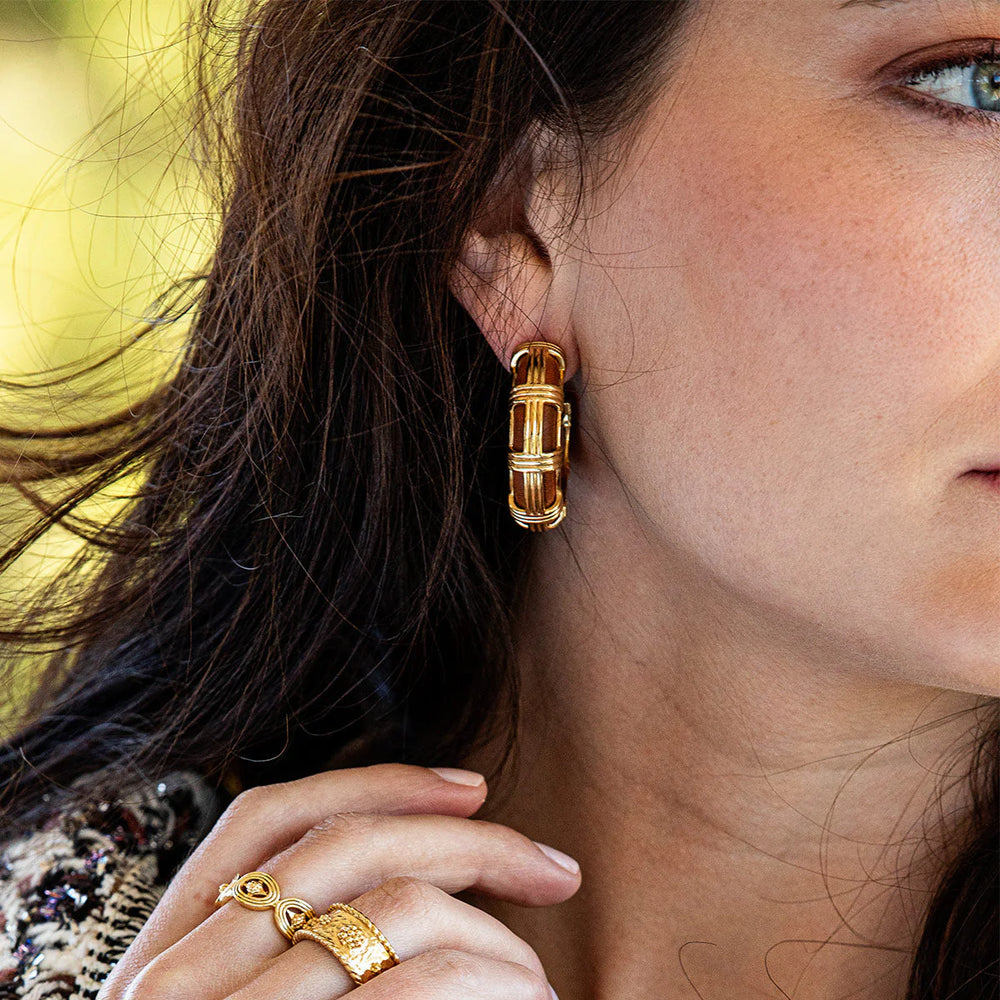 Gaia Cage Hoop Earrings - Teak - Eden Lifestyle