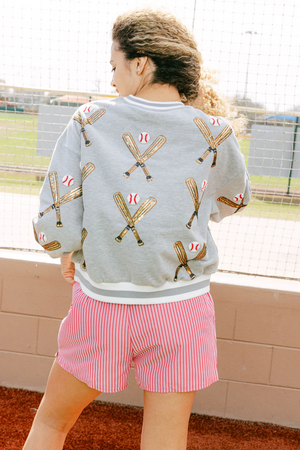 Grey Scattered Baseball Bat Sweatshirt - Eden Lifestyle
