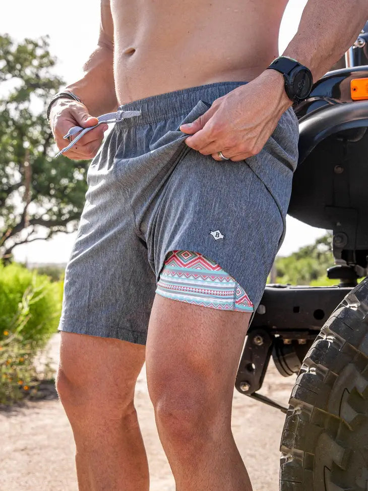 Athletic Shorts - Grizzly Gray - Aztec Liner - Eden Lifestyle