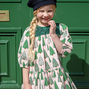 Girls Fiona Dress Pink Trees - Eden Lifestyle