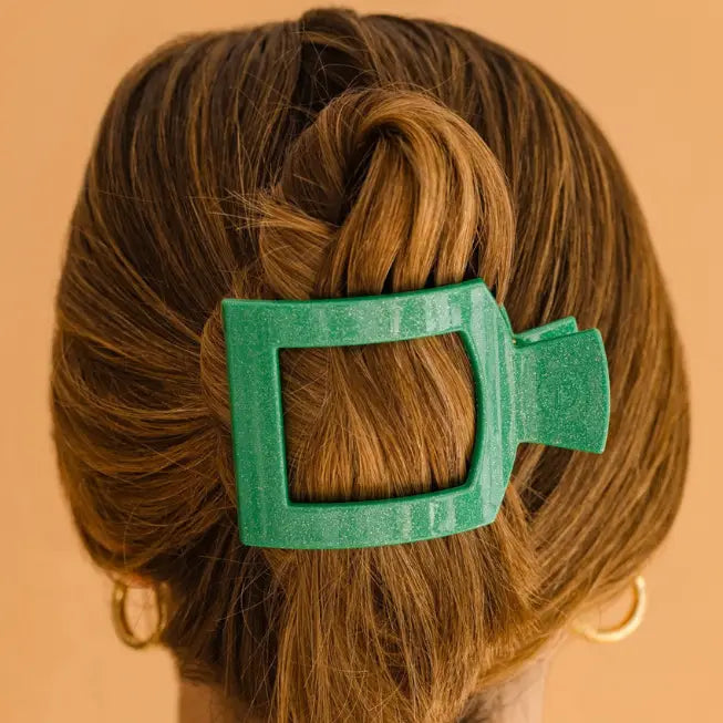 Square Flat Hair Clip Shamrock Shimmer - Eden Lifestyle
