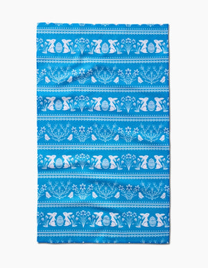 Delft Blue Easter Stripe Tea Towel - Eden Lifestyle