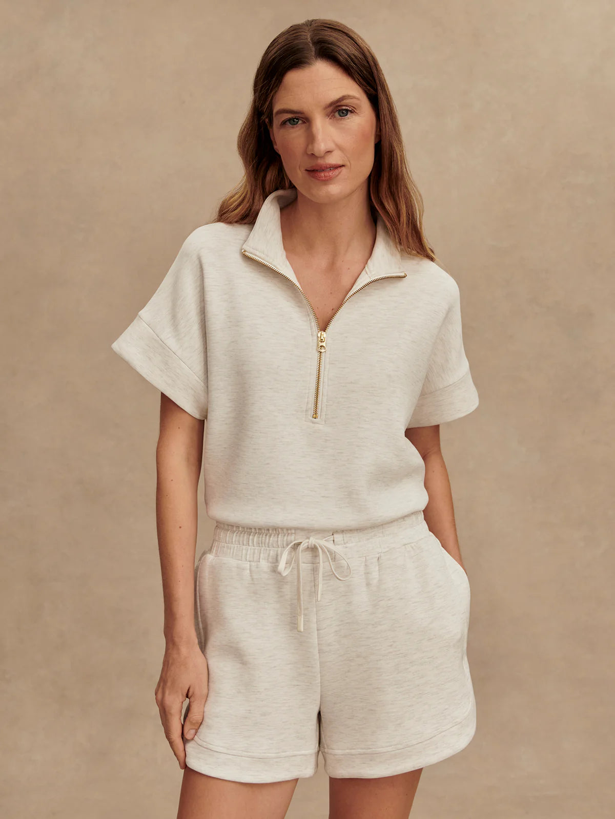 Ollie High-Rise Short 3.5'' Ivory Marl - Eden Lifestyle