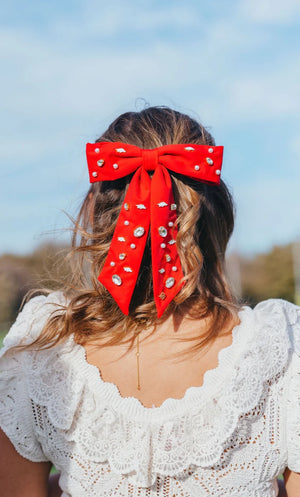 Cardinal Red Arkansas Bow Barrette - Eden Lifestyle