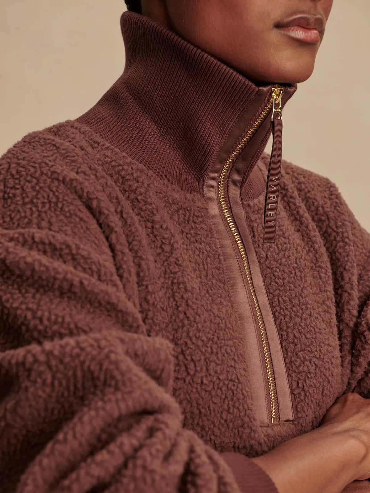 Roselle Half Zip Fleece Deep Mahogany - Eden Lifestyle