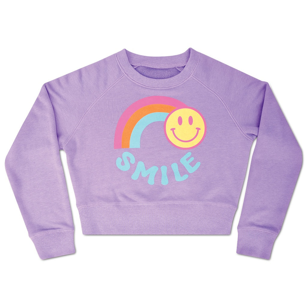 Rainbow Smile Vivid Violet Basic Crew Neck Sweatshirt - Eden Lifestyle