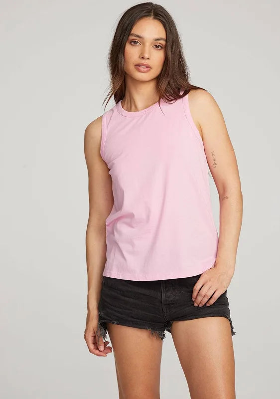 Basic Pink Slit Tank - Eden Lifestyle