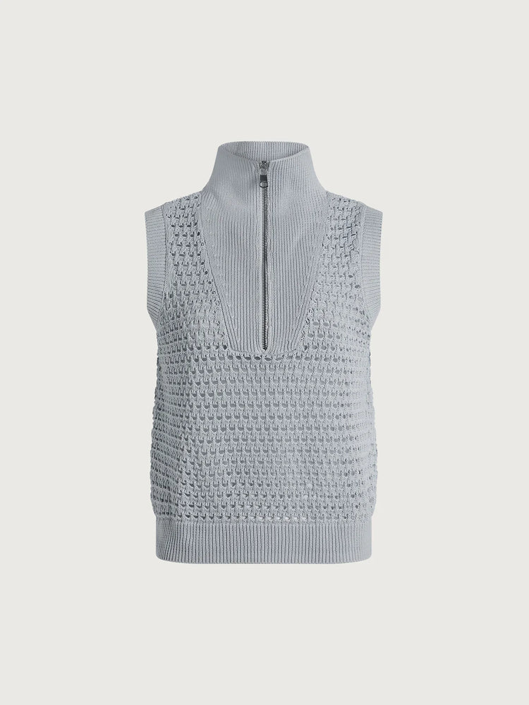 Bains Half-Zip Tank Plein Blue - Eden Lifestyle