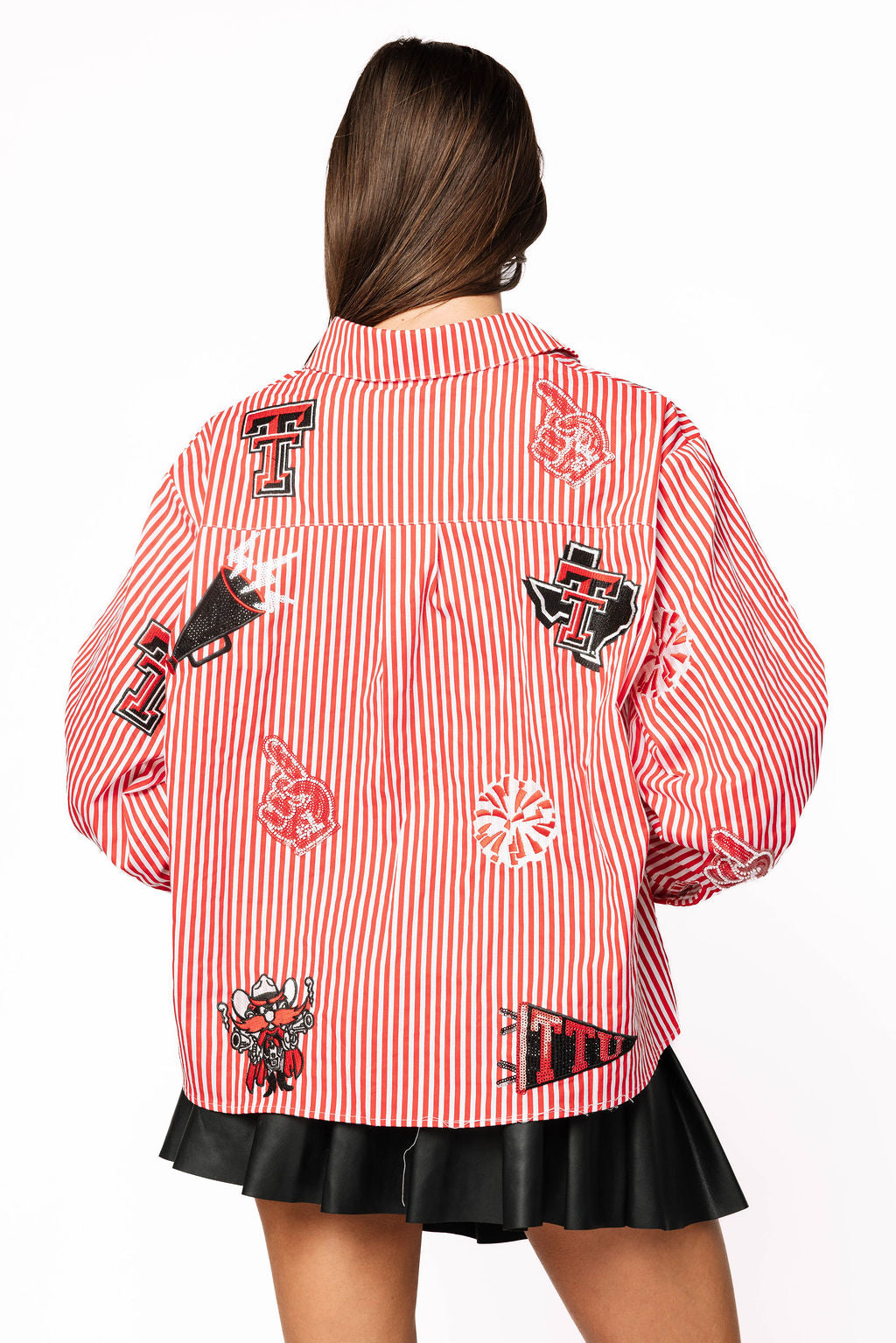 Licensed Texas Tech Mini Icon Striped Button Down - Eden Lifestyle