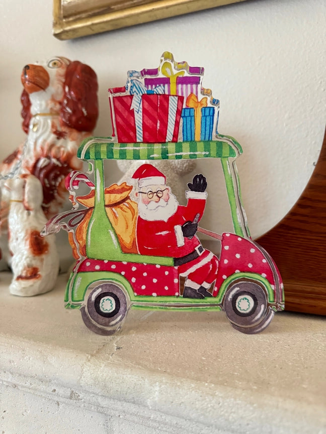 Acrylic Art Block | Golf Cart Santa Claus