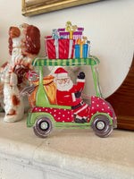 Acrylic Art Block | Golf Cart Santa Claus