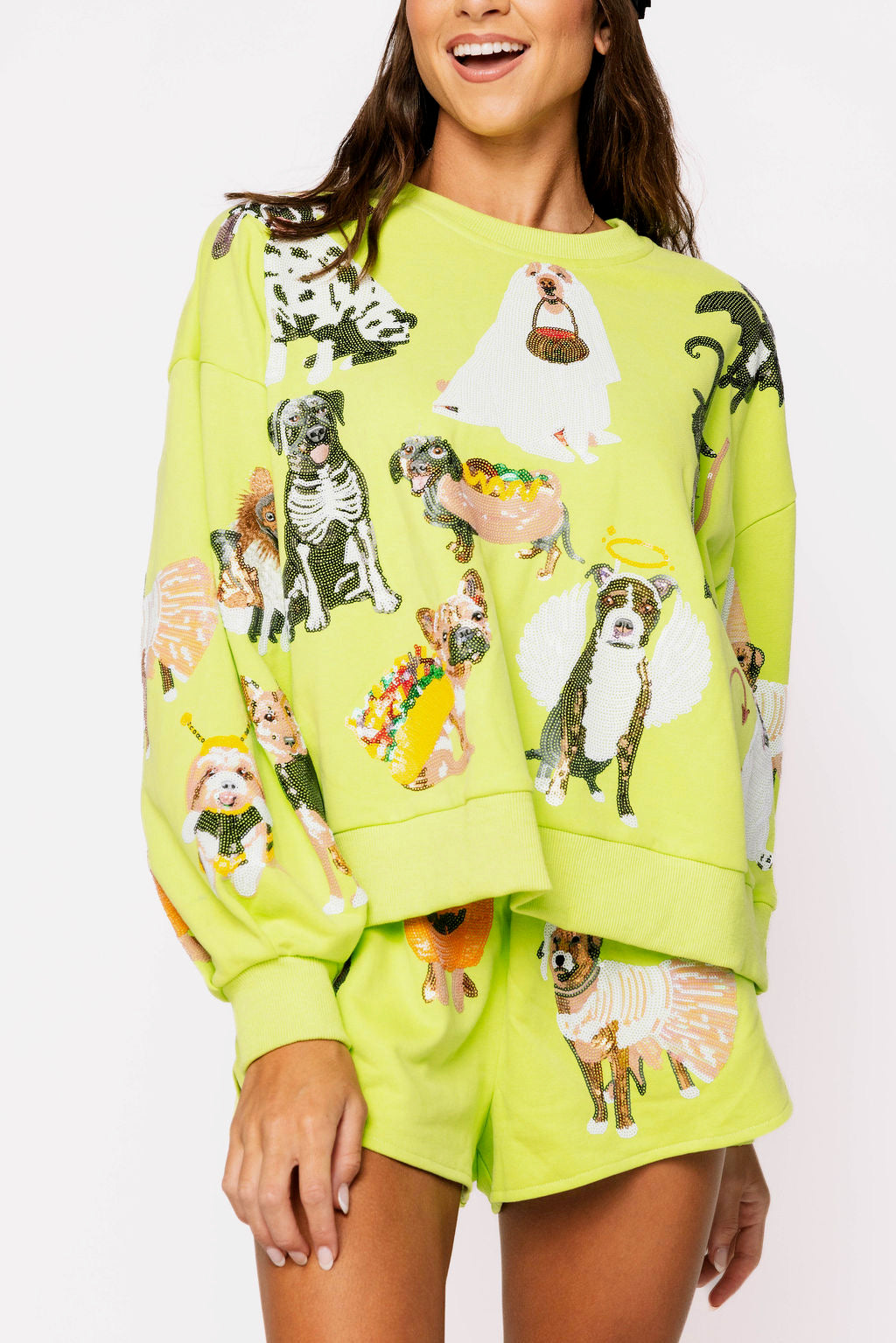 Lime Green Halloween Dogs Sweatshirt - Eden Lifestyle