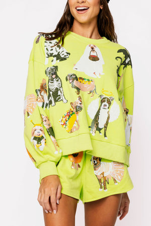 Lime Green Halloween Dogs Sweatshirt