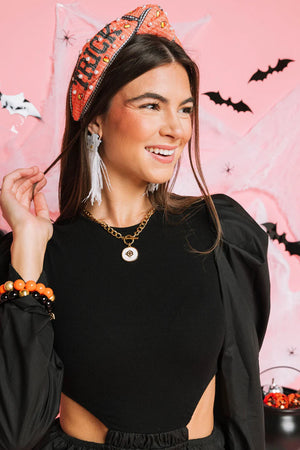 Adult Size Cross-Stitch Trick or Treat Headband with Embroidered Candy Corn - Eden Lifestyle