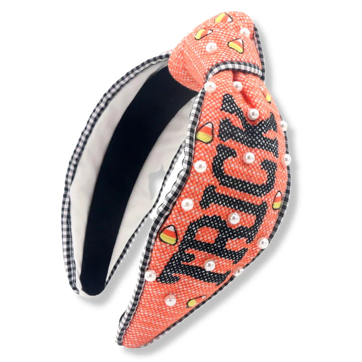 Adult Size Cross-Stitch Trick or Treat Headband with Embroidered Candy Corn - Eden Lifestyle