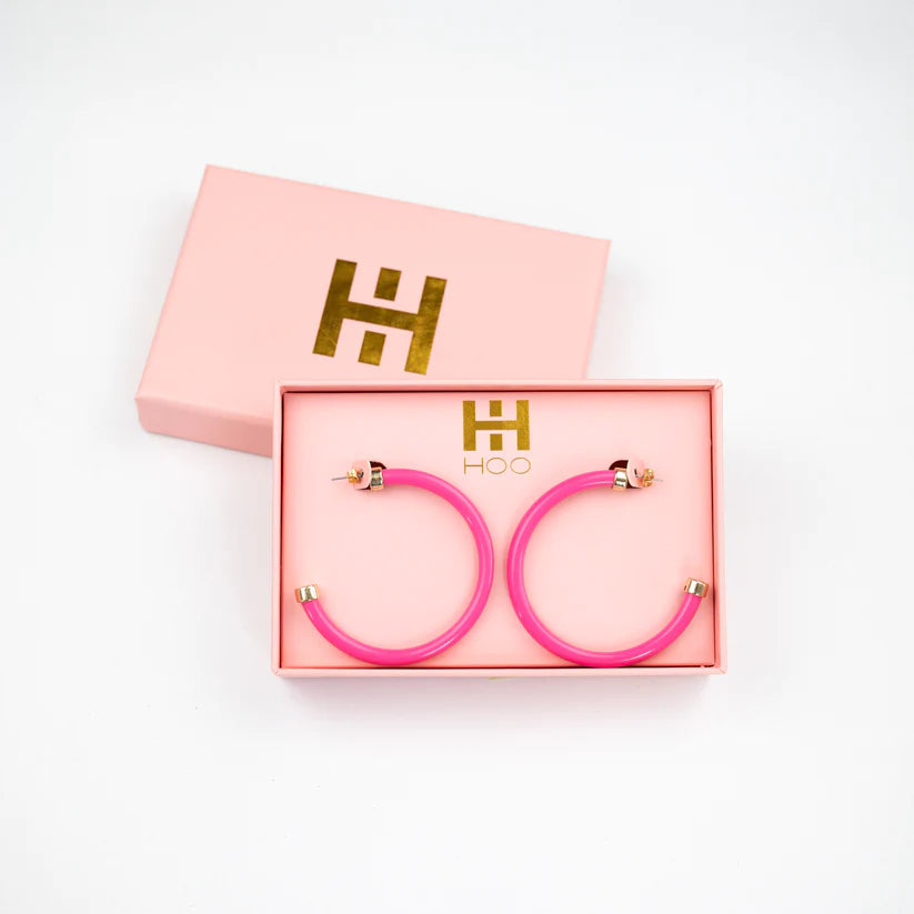 Hot Pink Hoo Hoops Earrings - Eden Lifestyle