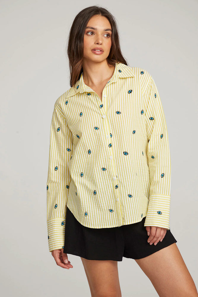 Allover Eye Button Down - Eden Lifestyle