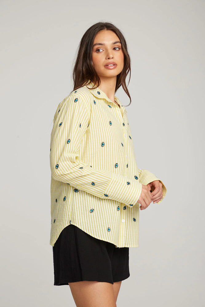 Allover Eye Button Down - Eden Lifestyle