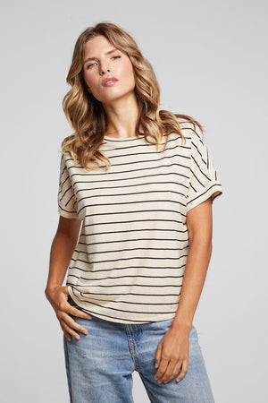 Amber Black and Sand Stripe Tee - Eden Lifestyle