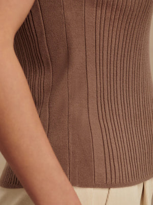 Anastasia Rib Knit Tank Ash Taupe - Eden Lifestyle