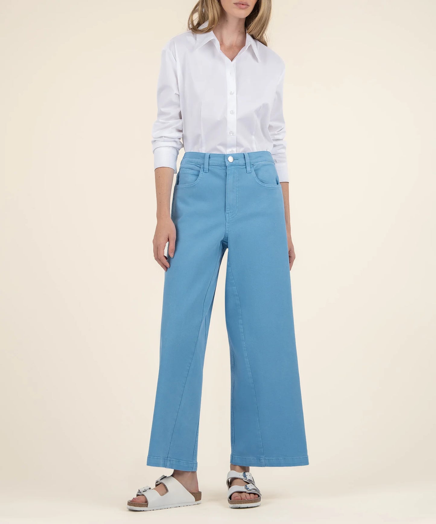 Ash High Rise wide Leg Amalfi Blue - Eden Lifestyle