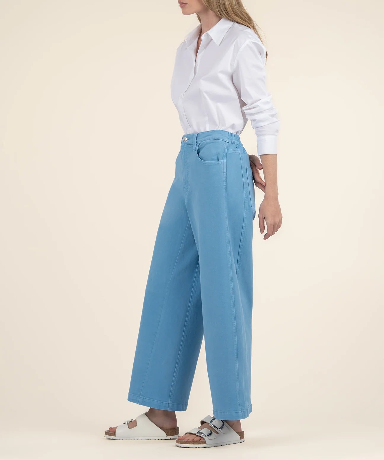Ash High Rise wide Leg Amalfi Blue - Eden Lifestyle