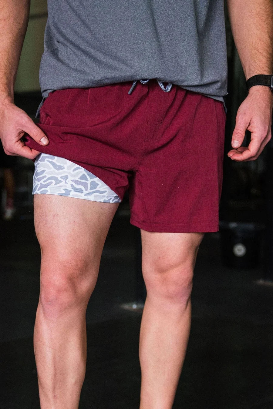 Athletic Short - Maroon - White Camo Liner - Eden Lifestyle