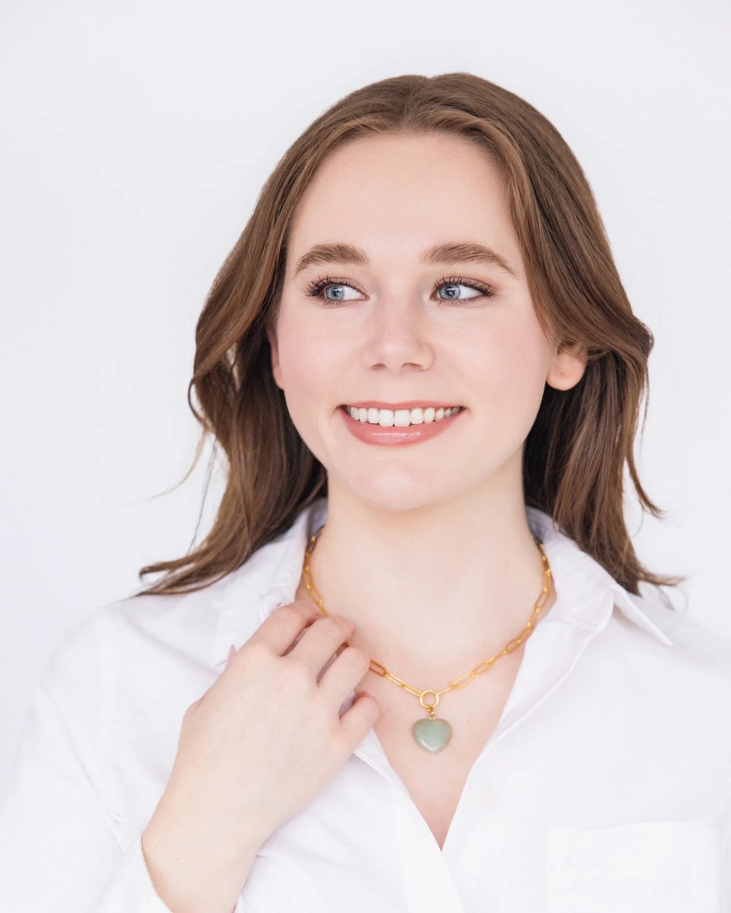 Audrey Heart Necklace Green Jade - Eden Lifestyle