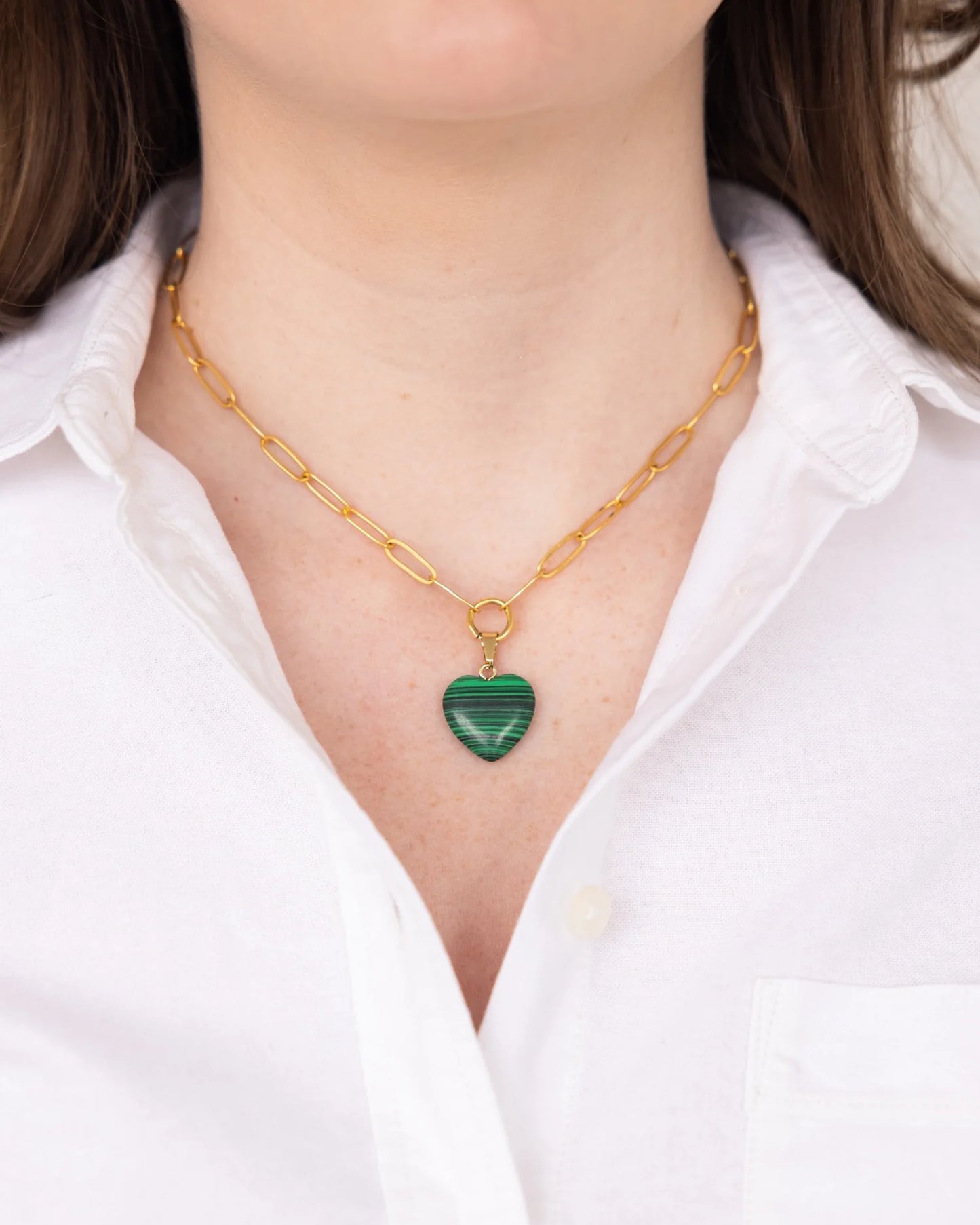 Audrey Heart Necklace Malachite - Eden Lifestyle
