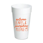 Autumn Leaves & Pumpkins Foam Cups - Thanksgiving - Eden Lifestyle
