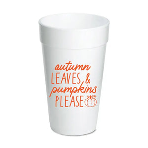 Autumn Leaves & Pumpkins Foam Cups - Thanksgiving - Eden Lifestyle