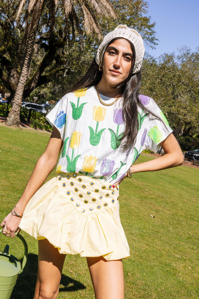 White Multi Tulip Tee