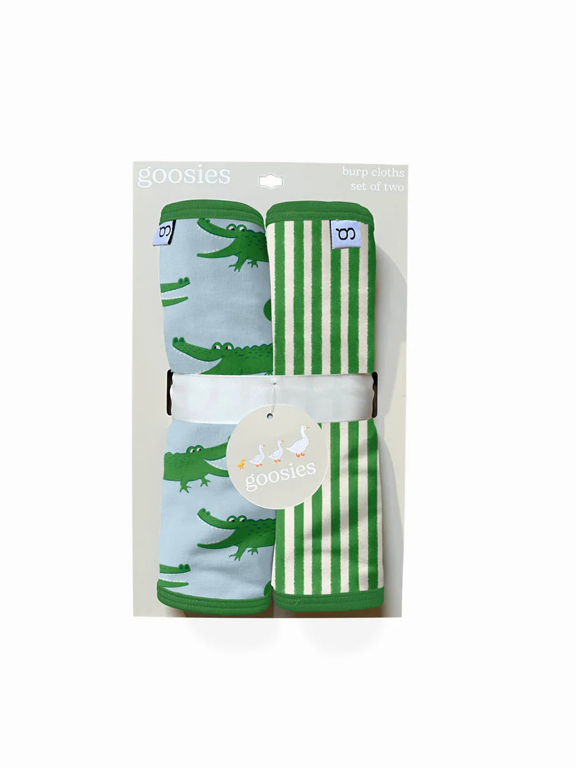 Burp Cloth Set - Blue Alligators - Eden Lifestyle