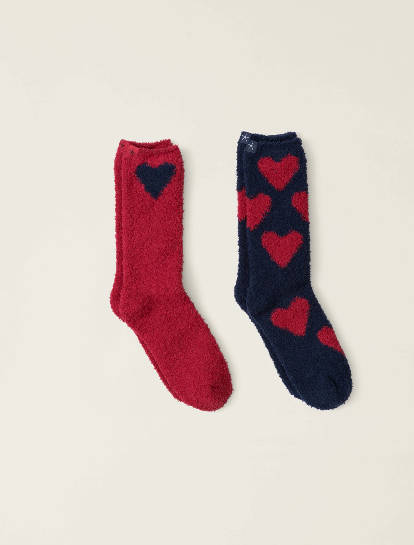 Cozychic® Heart Print Sock Set Marine / Scarlet - Eden Lifestyle