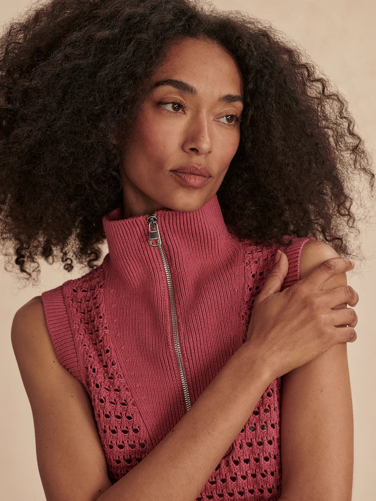 Bains Half-Zip Tank Rose Wine