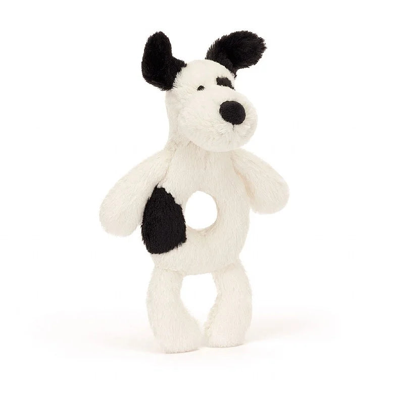 Jellycat Bashful Black & Cream Puppy Ring Rattle - Eden Lifestyle