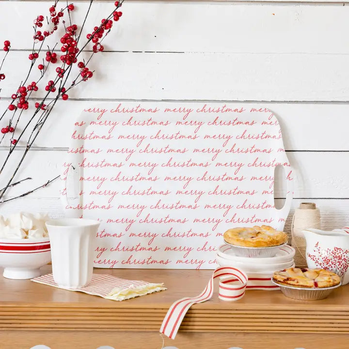 Believe Merry Christmas Script Melamine Tray - Eden Lifestyle