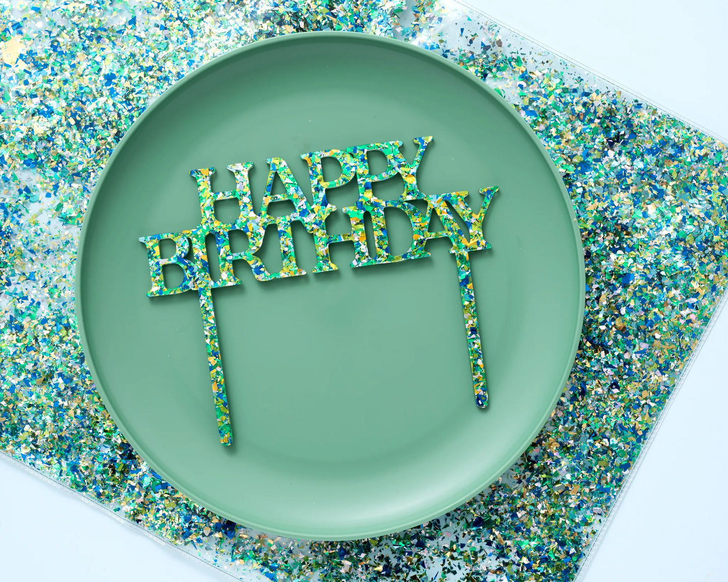 Blue + Green Confetti Placemat + Desk Mat - Eden Lifestyle