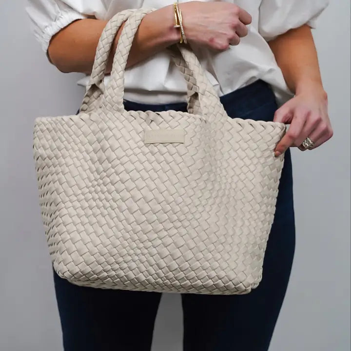 Bone Woven Tote - Eden Lifestyle